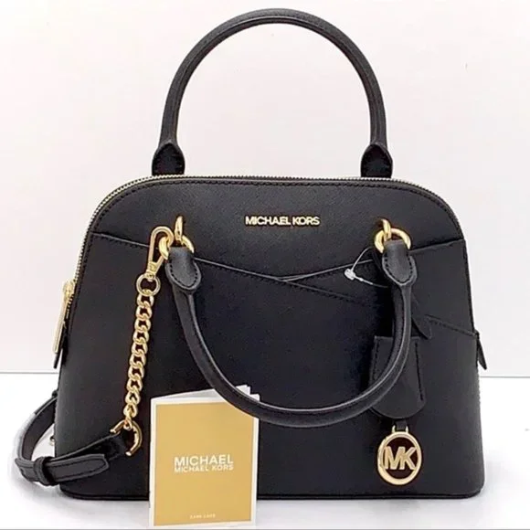 Michael Kors Jet Set Travel Medium Saffiano Leather Dome Satchel Black - Picture 12 of 16